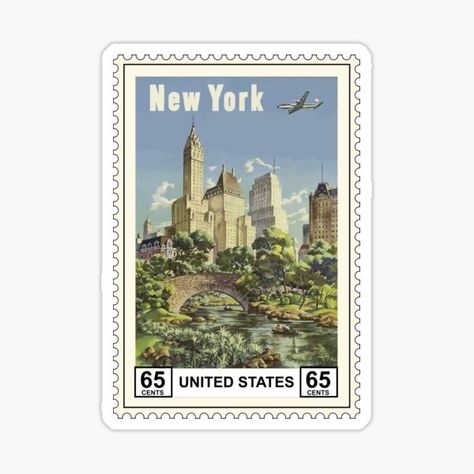 Stamp New York Stickers for Sale | Redbubble New York Stickers, Travel Stickers Printable, New York Drawing, New York Journal, Sky Art Painting, Cute Laptop Stickers, Scrapbook Stickers Printable, Travel Stickers, Post Stamp