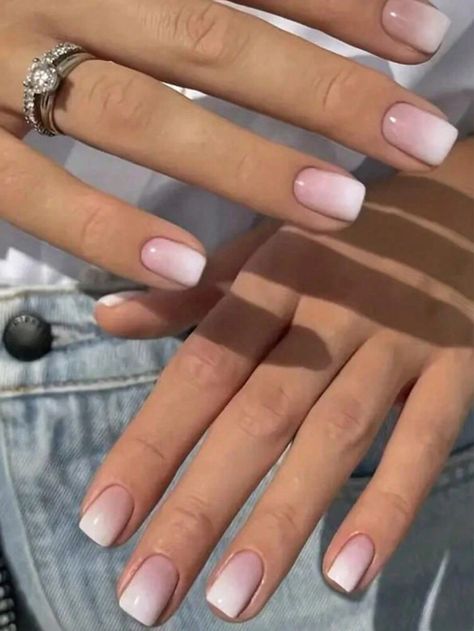 Multicolor  Collar    Color Nails Embellished   Nail,Hand & Foot Care Unghie Sfumate, Manikur Kuku, French Manicure Nails, Casual Nails, Bride Nails, Nagel Inspo, Neutral Nails, Dipped Nails, Manicure Y Pedicure