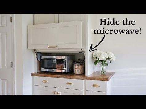 DIY Appliance Garage to Hide the Microwave or Small Appliances! - YouTube Diy Wall Cabinet, Kitchen Appliance Garage, Hidden Microwave, Diy Home Upgrades, Kitchen Appliance Storage, Garage Diy, Appliance Garage, Garage Cabinet, Building A Kitchen