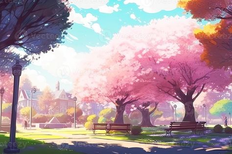 Anime Park Background, Park Anime Background, Stylized Environment, Fantasy World Map, A Park, Inspiration Art, Ipad Wallpaper, Anime Background, Anime Movies