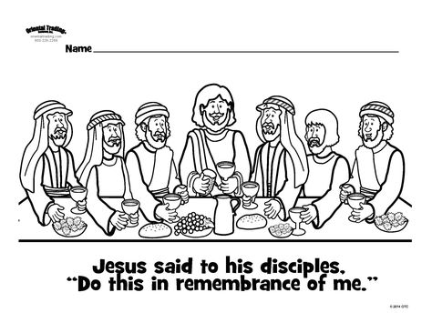 Last Supper Coloring Page, Easter Lessons, Lords Supper, In Remembrance Of Me, Sunday School Kids, Preschool Bible, In Remembrance, Sunday School Activities, Bible Coloring Pages