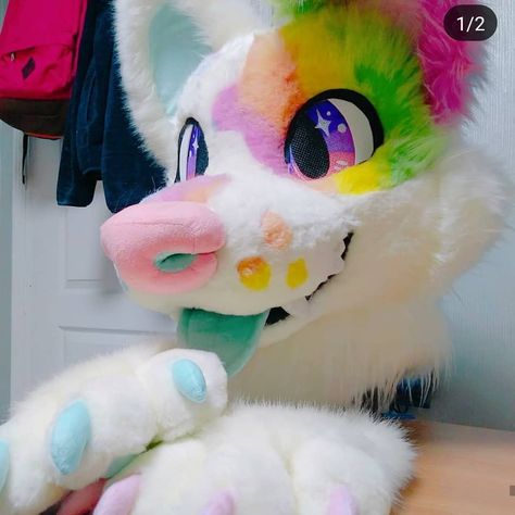 Fluffy Jelly Dog Fursuit, Fursuit Ideas, Fursuit Tutorial, Fur Suits, Fursuit Head, Cat Mask, Fantasy Character Design, Cute Drawings, Cute Art