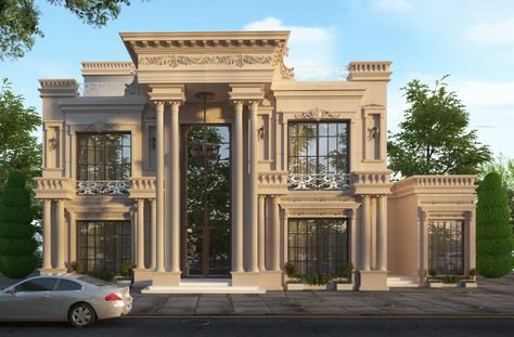 Two Pillars Design, Pillar House Design, Palace Design Exterior, Luxury House Mansions Dream Homes, Houses With Pillars, Pillar Design Exterior Entrance, House With Pillars, Classical Architecture Exterior, House Pillar Design