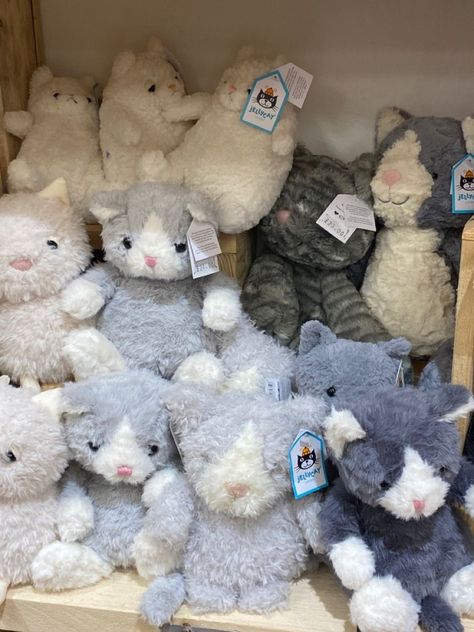 Stuffed Animal Astethic, Stuffed Animal Collection Aesthetic, Cute Cat Stuffed Animals, Stuff Animals Aesthetic, Jelly Cat Aesthetic, Jelly Cat Stuffed Animals, Stuffed Animal Aesthetic, Jellycat Aesthetic, Jelly Cat