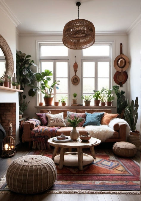 Bohemian Living Room, room decor, fall  room decor, modern house Room Decor Fall, Earthy Living Room, Fall Room, Fall Room Decor, Bohemian Living Rooms, Open Living Room, Boho Farmhouse, Bohemian Living, Bohemian Living Room