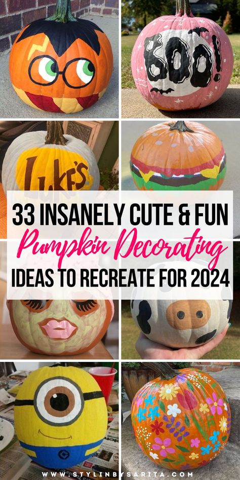 pumpkin decorating ideas Easy Halloween Painted Pumpkins, Pumpkin Pai Ting Ideas, Donut Painted Pumpkin, Prek Pumpkin Decorating, Cute Pumpkin Painting Designs, Color Pumpkins Ideas, Kids Pumpkin Decorating Ideas, Candy Corn Pumpkin Painting, Ideas For Decorating Pumpkins