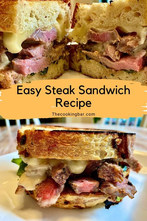 Need some quick and easy dinner ideas? This steak sandwich recipe is perfect for a weeknight meal. It's an easy way to use leftover steak, but it would also be delicious with store-bought beef too! Don't forget the cheese - melty American or cheddar will make this sandwich absolutely irresistible. Steak Sandwich Recipe, Steak Sandwich Recipes, Quick And Easy Dinner Ideas, Steak Sandwiches, Crunchy Potatoes, Rib Steak, Leftover Steak, Ny Strip Steak, Best Beef Recipes