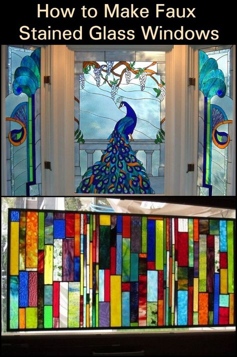 Stained Glass Diy Tutorials, Window Art Diy, Faux Stained Glass Window, Painting On Glass Windows, Diy Stained Glass Window, Stain Glass Window Art, Glass Painting Patterns, Window Stained, Fused Glass Artwork