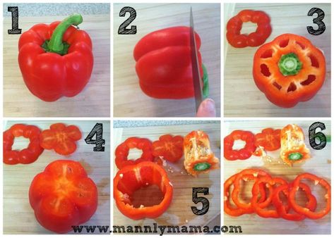 How To Cut A Pepper Food Education, Culinary Techniques, Cooking Guide, Cooking Basics, Culinary Skills, Cooking Skills, Bell Peppers, Bell Pepper, Vegetable Side Dishes