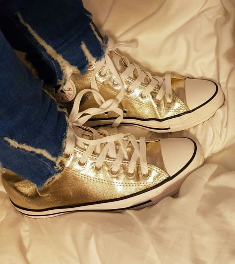 Gold metalic converse Combat Boots, Converse, Boots, Sneakers, Gold