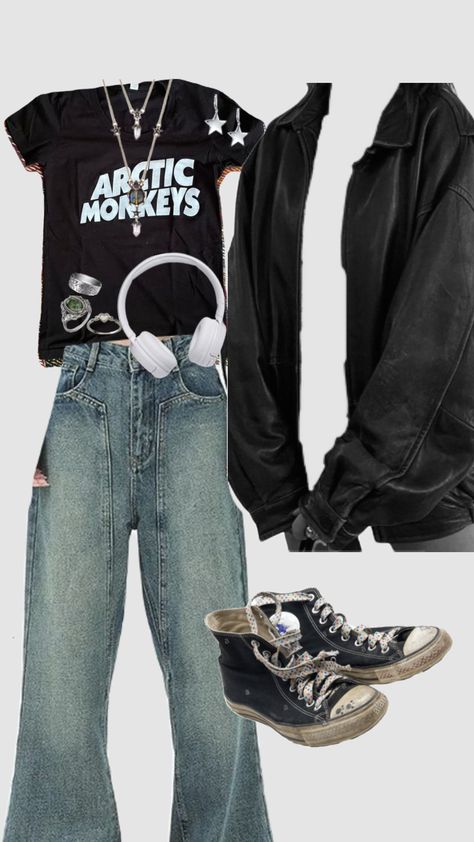 basically my fit for going in public 🫶 #outfit #fit #arcticmonkeys #ootd #am #jeans #leatherjacket #arabella #vibes #preppy #downtown #aesthetic #fyp #music Downtown Aesthetic, Arctic Monkeys, Monkeys, Aesthetic Clothes, Ootd, Outfit Ideas, Leather Jacket, Music