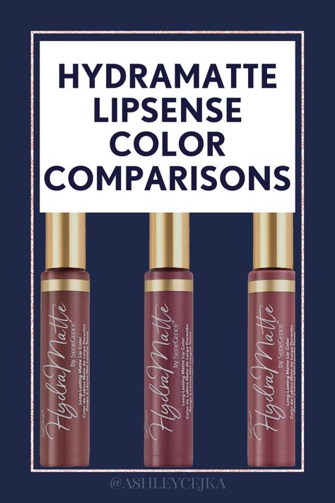 Find out which HydraMatte LipSense colors are the best for you! Unlock your perfect makeup look with this comprehensive guide to compare all colors, swatches and application tips from Ashley Cejka. Discover long lasting skincare cosmetics for a stunning and vibrant finish. Click now to get started at ashleycejka.com Senegence Hydramatte, Hydramatte Lipsense, Lipsense Aussie Rose, Perfect Makeup Look, Lipsense Lip Colors, Lipsense Gloss, Senegence Makeup, Long Lasting Lip Color, Senegence Lipsense