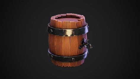 Сlassic stylized wooden barrel in my personal vision. Pirate Dock Concept Art, Pirate Barrel, Pirate Items, Pirate Props Concept Art, Barrel Concept Art, 2d Concept Art Props, Barrel Texture, 2d Model, Pirate Props