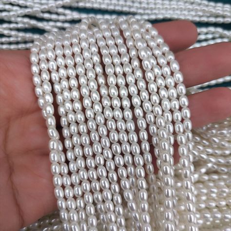 2 Strands 3mm Rice Beads Pearls Imitation Natural Freshwater Shell diy Jewelry Accessories Material Shell Diy Jewelry, Shell Diy, Shells Diy, Diy Jewelry Accessories, Pearl Strand, Rice Bead, Accessories Diy Jewelry, Pearl Strands, Pearl Shell