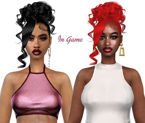 Sims 4 Butterfly Locs Cc, Sims 4 Hair Updo, Sims 4 Cc Updo Hair, Sims 4 Cc Hair Updo, Sims 4 Bun, Sims 4 Updo Hair Cc, Two Cornrow Braids, Girls Updo, Messy Curly Bun