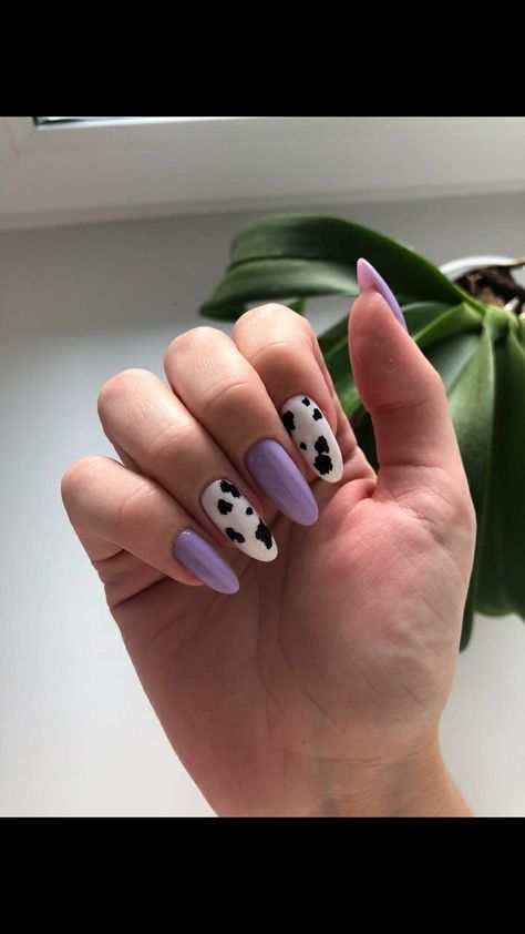 Purple Cowprint Nails, Halo Nails, Dark Purple Nails, Beachy Nails, Cute Nail Polish, Cow Nails, Winter Nails Acrylic, Minimal Nails, Simple Nail Art Designs