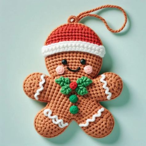 Create a festive Christmas Ginger Cookie Amigurumi with our easy-to-follow crochet pattern, perfect for holiday gifting or decking your halls! Crochet Gingerbread Mittens, Crochet Gingerbread Ornaments Free Pattern, Ginger Bread Crochet, Crochet Patterns Christmas Ornaments, Gingerbread Crochet Pattern Free, Gingerbread Amigurumi, Gingerbread Crochet, Keyring Crochet, Ginger Cookies Christmas