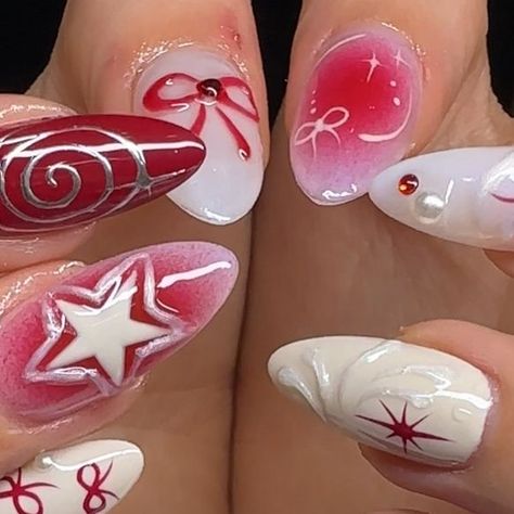 ALYSSA ☆*:.｡. on Instagram Cute Almond Nails, Bow Trend, Bow Nail Designs, Bow Nails, Nyc Nails, Pink Chrome Nails, Punk Nails, Grunge Nails, Pretty Gel Nails