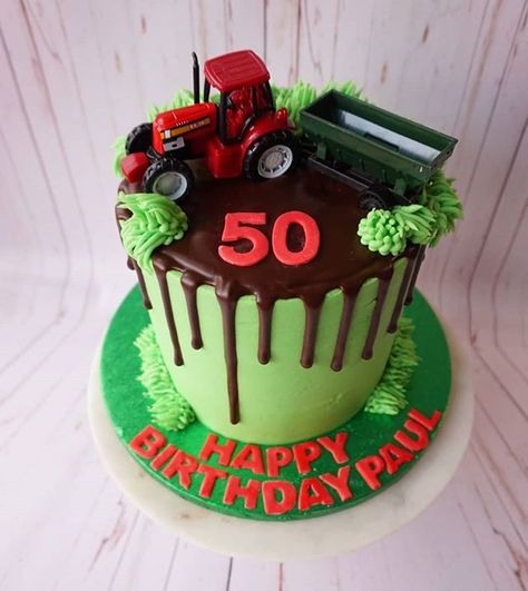 Sarah (@sarahafudge) • Instagram photos and videos Tractor Cake, 50th Birthday Cake, Red Tractor, Drip Cake, Small Cake, Cake Baking, Drip Cakes, Cardiff, 50th Birthday