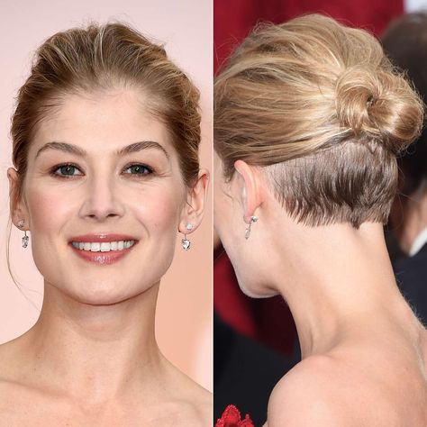 Updo Undercut, Undercut Long Hair, Wedding Updos, Rosamund Pike, Wedding Hairstyles Updo, Undercut Hairstyles, Wedding Updo, Short Hair Updo, Trending Hairstyles