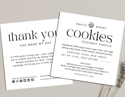 This Templates item by ProjectPismo has 2 favorites from Etsy shoppers. Ships from United States. Listed on 09 Sep, 2023 Cookie Labels Packaging, Bakery Thank You Card, Cookies Label, Bakery Template, Cookie Label, Bakery Labels, Baking Labels, Bakery Business Cards, Bookkeeping Templates