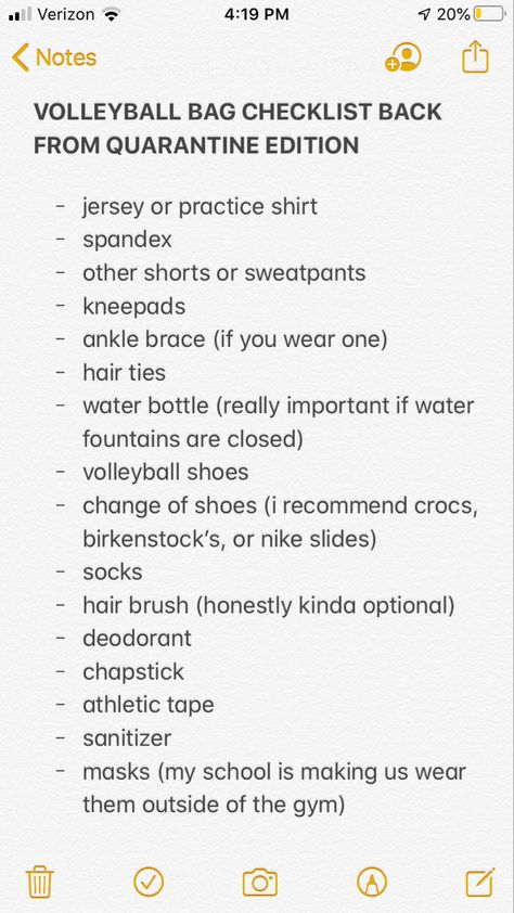 What You Need For Volleyball Practice, Volleyball Bag Checklist, Volleyball Safe Nails, Volleyball Packing List, Volleyball Tournament Checklist, Volleyball Checklist, Volleyball Necessities, Volleyball Must Haves, D1 Volleyball