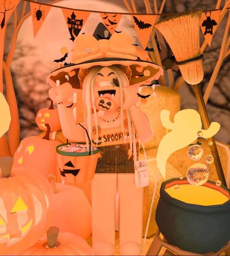 Halloween Aesthetic Pfp, Avatar Halloween, Image Halloween, Barbie Halloween, Adorable Homes Game, Roblox Animation, Cute Galaxy Wallpaper, Cute Desktop Wallpaper, Bloxburg Decal Codes