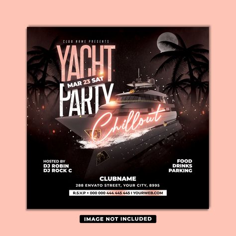 Yacht Party Flyer, Perfume Styling, Night Club Party Flyer, Club Party Flyer, Dj Event, Night Club Flyer, Booze Cruise, Food Park, Peach Party