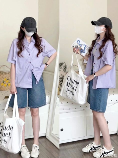 Summer Outfits Kpop, Japanese Casual Outfits, Japanese Summer Outfits, Korean Tomboy Outfits, Japan Summer Outfit, Outfit Traveling, Uniqlo Women Outfit, Japanese Summer, Korean Summer Outfits