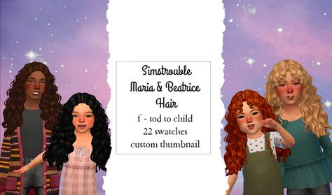 Simstrouble Hair Conversion | NekoChan-Simmer on Patreon Sims 4 Child Hair Conversions, Ts4 Kids, Nose Highlight, Cleft Chin, Blush Outfit, Cc Packs, Cc Hair, Sims 4 Children, Sims 4 Toddler