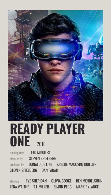 Ready Player One (2018) minimal movie poster Ready Player One Poster, Ready Player One Movie, Polaroid Movie Poster, Movie Character Posters, Minimalist Music, Film Posters Minimalist, Epic Movie, Minimalist Movie Poster, Ready Player One