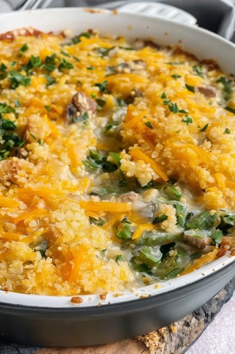 Irresistible Cheddar Bay Green Bean Casserole: A savory twist on a classic favorite, loaded with cheesy goodness and a hint of garlic. Perfect for holiday feasts! #GreenBeanCasserole #CheddarBay #HolidayRecipes #ComfortFood Crunch Wrap, 30 Minute Dinners, Honey Garlic Sauce, Pizza Burgers, Baked Mac N Cheese, Beef Chili, Baked Pork Chops, Baked Pork, Egg Sandwiches