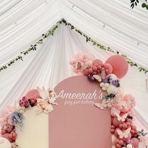 Caitie Chick on Instagram: "Happy Fairy First Birthday, Ameerah!   I’m obsessed with these colors 🧚  Serving Orange County, CA.  Now booking April & May 2024.  Thank you @janetiny for booking me again! So grateful to do your baby shower & little girl 1st birthday!   #fairy #fairyfirstbirthday #enchantedforest #enchantedbirthday #enchantedgarden #butterflies #butterfly #butterfly🦋 #fairytheme #fairyparty #firstbirthday #firstbirthdaygirl #fairyballoons #butterflyballoons #balloons🎈 #balloonstylist #balloonsgarland #balloonsart #orangecounty #anaheim #ocevents" Fairy First Birthday Balloons, Birthday Fairy, First Birthday Balloons, Butterfly Balloons, Girl 1st Birthday, Butterfly Butterfly, Now Booking, Fairy Parties, April May