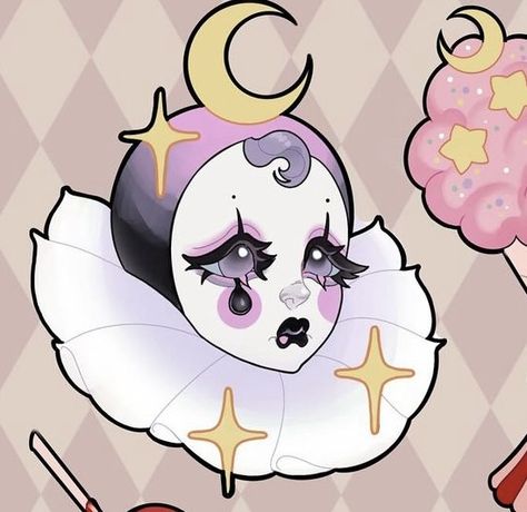 Cute Clown Tattoo Ideas, Pastel Clown Art, Clown Tattoo Ideas, Cute Clown Tattoo, Goth Kawaii Art, Kawaii Clown, Clown Wallpaper, Clown Crafts, Goth Kawaii