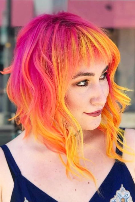 Orange And Pink Hair, Cheveux Oranges, Vivid Hair, Sunset Hair, Pulp Riot Hair Color, Fire Hair, Vivid Hair Color, Pulp Riot Hair, Fabulous Hair