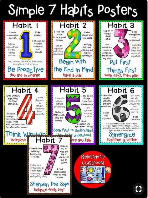 7 Habits Posters, Happiness Habits, Student Leadership, Habits Of Mind, Seven Habits, Highly Effective People, Leader In Me, School Leader, School Worksheets