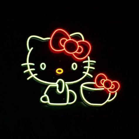 Neon Kitty Neon Hello Kitty Icon, Neon Hello Kitty, Kitty Icon, Kitty Cafe, Goth Y2k, Iphone Homescreen, Hello Kitty Backgrounds, Pink Hello Kitty, Wallpaper Trends