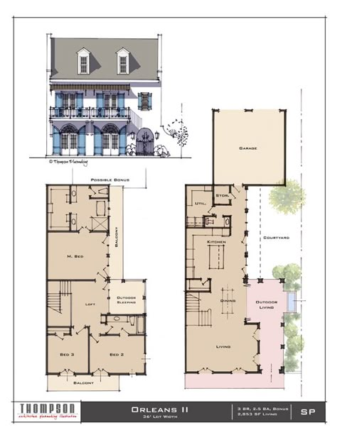 Creole Townhouse Floorplan, New Orleans Floor Plans, Small Traditional House, New Orleans House Plans, 4 Story House, Traditional Floor Plans, Charleston House Plans, New Orleans Apartment, Classic House Plans