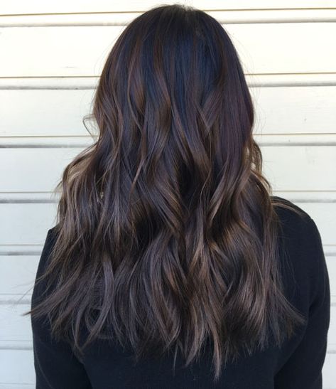 Black and Dark Brown Balayage Coffee Brown Hair, Dark Brown Hair Balayage, Light Brown Balayage, Dark Brown Balayage, Black Hair Balayage, Brown Ombre Hair, Balayage Hair Dark, Hair Color Light Brown, Brown Hair Balayage