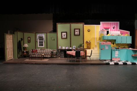 Bye Bye Birdie Set Design, Talk Show Set Design, Theatre Set Design, Theater Tech, Mission Failed, Stage Directions, Bathroom Staging, Wall Film, Props Storage