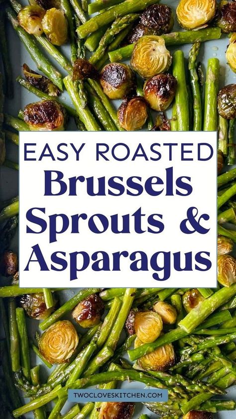 These oven roasted brussels sprouts and asparagus are so easy to make in the oven! Sprinkle them with olive oil, garlic powder, salt and pepper to taste, and you've got yourself a yummy veggie side dish recipe that pairs well with so many things. Add this vegetable side recipe to your healthy veggie side ideas for dinner. Roasted in the oven, the brussels sprouts and asparagus are ready in less than 30 minutes! Quick, easy, and simple vegetables side dish recipes for the win! Side Ideas For Dinner, Veggie Side Recipes, Roasted Garlic Butter Recipe, Healthy Side Dish Recipes, Roasted Brussel Sprouts Oven, Side Ideas, Veggie Side Dish Recipes, Asparagus Recipes Roasted, Healthy Veggie