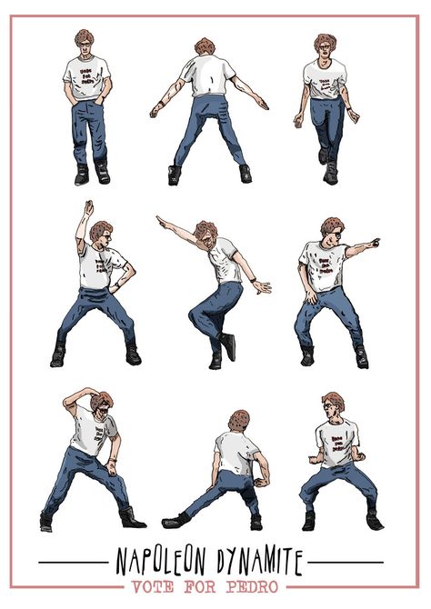 Napoleon Dynamite Dance, Napoleon Dynamite Costume, Dynamite Dance, Dance Illustration, Angel Wings Painting, Boogie Nights, Napoleon Dynamite, Favorite Movie Quotes, Family Movie Night