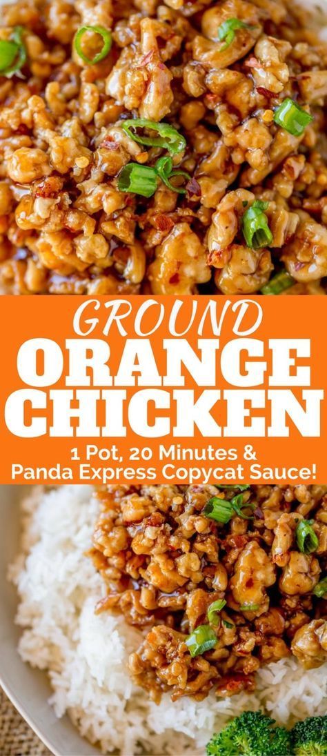 Ground Orange Chicken is made in one pan and only takes 20 minutes using a Panda Express copycat sauce. So much healthier than the original! Ground Orange Chicken, Ground Turkey Recipes Healthy, Mapo Tofu, Ground Chicken Recipes, Diner Recept, Panda Express, Ground Turkey Recipes, Orange Chicken, Ground Chicken