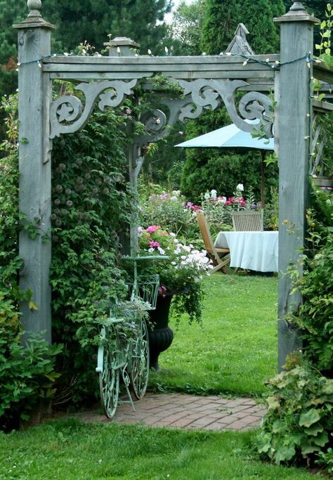 Tiny Orchard, House Gardens, Garden Arbor, Garden Arches, Garden Yard Ideas, Garden Trellis, Gorgeous Gardens, Garden Structures, Garden Gates