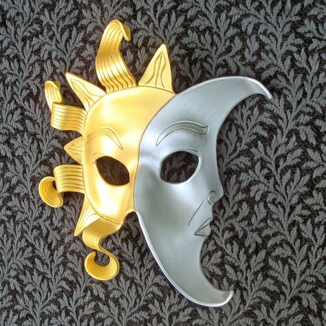 Sun And Moon Mask, Moon Mask, Theme Carnaval, Costume Carnaval, Masquerade Masks, Venetian Masks, Leather Mask, My Logo, Cool Masks