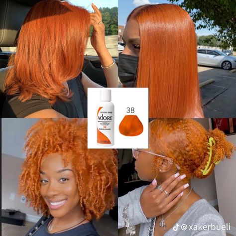 French Cognac Hair Color On Black Women, Adore Hair Dye, Orange Hair Dye, Ginger Hair Dyed, Dreadlocks Hair Care, Hair Color Orange, Color For Black Hair, Hair Tint, Cute Hair Colors