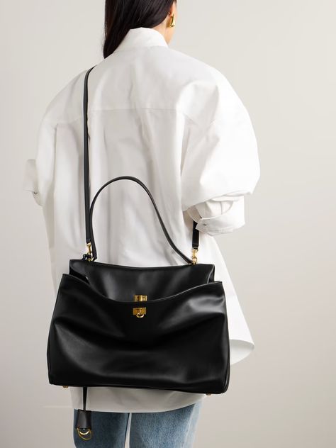 BALENCIAGA Rodeo large leather shoulder bag | NET-A-PORTER Shoulder Bag Aesthetic, Handbag Aesthetic, Luxury Wishlist, Bag Styling, Designer Laptop Bag, Dream Bags, Buckle Bag, Aesthetic Bags, It Bag