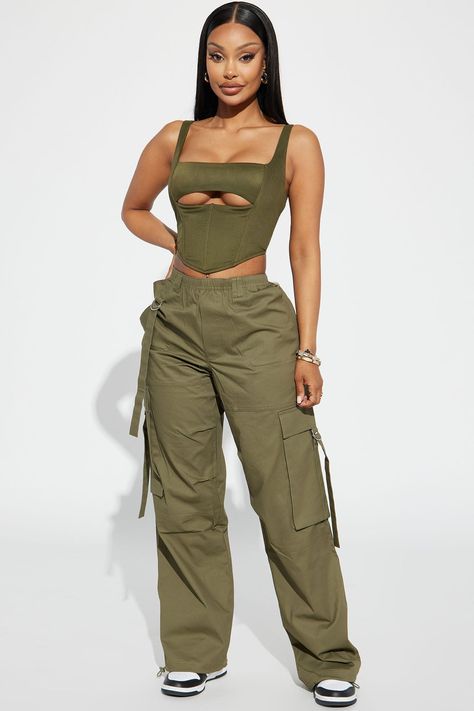 Available In Olive, Charcoal, And Pink. Cargo Pant Oversized Fit Cargo Pocket Detail Wide Leg Bungee Toggle Hem D-Ring Detail Mid Rise Non Stretch Disclaimer: Due To The Specialized Wash Process, Each Garment Is Unique. Self: 98% Cotton 2% Spandex Imported | Made For You Oversized Jogger Pant in Olive Green size 3X by Fashion Nova Cargo Pants Outfit, Fashion Nova Outfits, Tomboy Style Outfits, Classy Casual Outfits, Classy Casual, Cargo Pocket, Cargo Pant, Pantalon Cargo, Baddie Outfits Casual