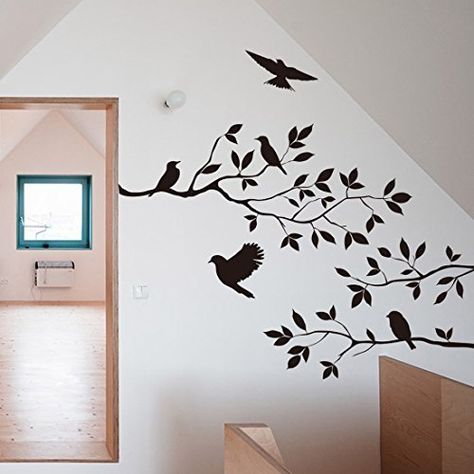 Black Bird Tree Branch Wall stickers Wall Decal Removable Art Home Mural Decor ** Read more  at the image link. (Note:Amazon affiliate link) Monster Wall, Tree Branch Wall, Cheap Wall Stickers, Branch Art, Kitchen Wall Stickers, Vinyl Wall Quotes, Wall Decals For Bedroom, Room Stickers, Wall Decor Decals