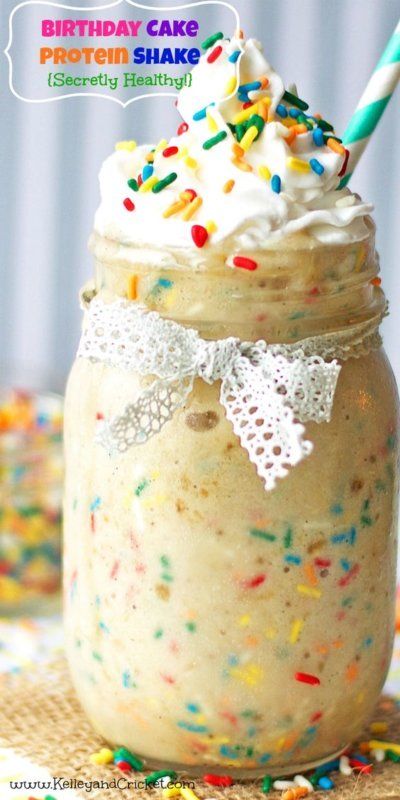 25 High Protein Shakes to Fuel Your Day | Living Rich With Coupons® Birthday Cake Protein Shake, Birthday Cake Shake, High Protein Shakes, Birthday Cake Protein, Cake Shake, Living Rich, Yummy Protein Shakes, Healthy Protein Shakes, Protein Shakes Recipes